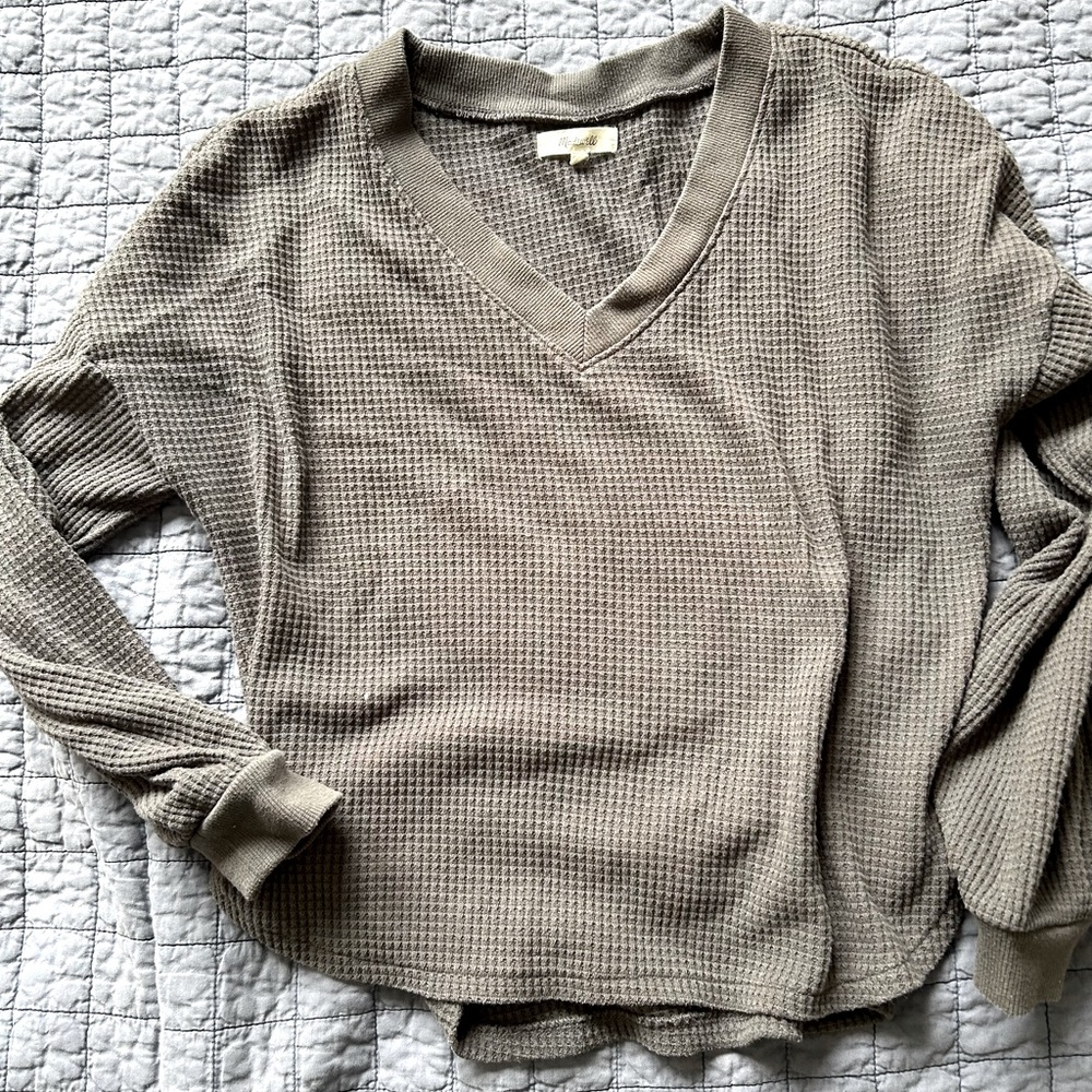 Grey waffle long sleeve top from Madewell